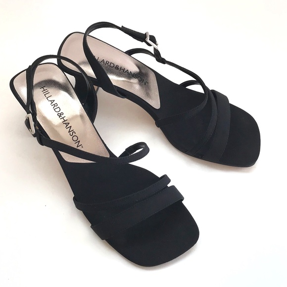 HILLARD & HANSON Kitten Heel Sandals Black Heels Women’s Size 6.5 - Picture 1 of 16